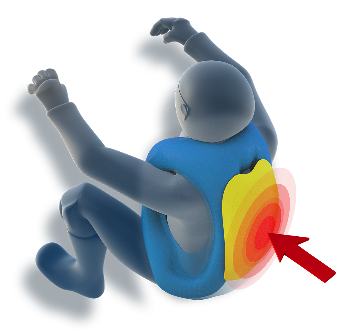 Tests vom unabhngigen Labor CRITT Sport haben gezeigt, dass die Kraftverteilung 4mal wirksamer ist als es bei einem normalen Airbag mit der gleichen Gre und der gleichen Form der Fall ist.